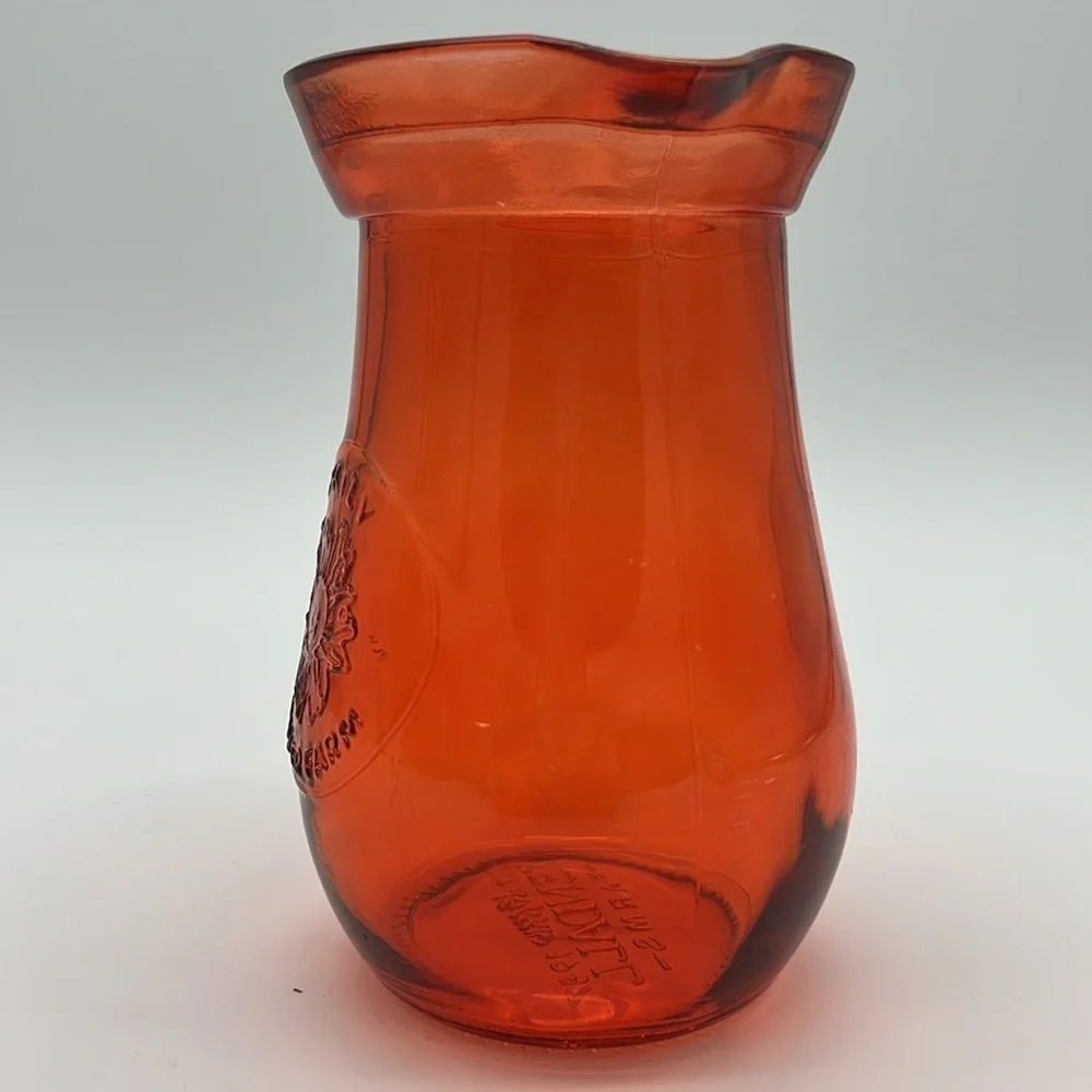 Vintage Kendall Farms Orange Glass Family Flower Farm 6